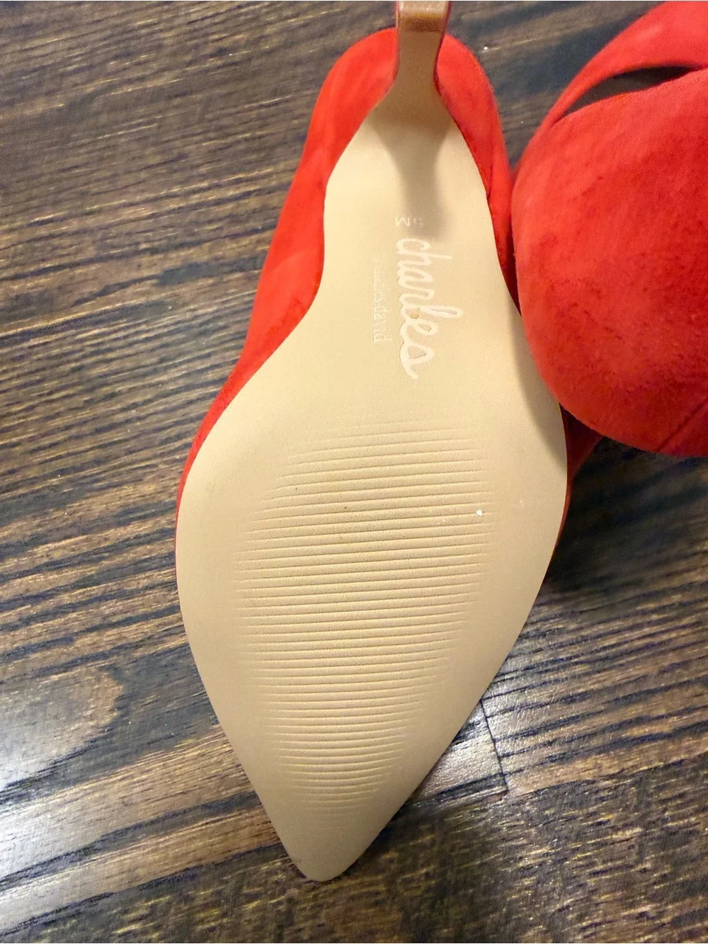 Charles by Charles David Red Suede Pointed-Toe Stiletto Pumps